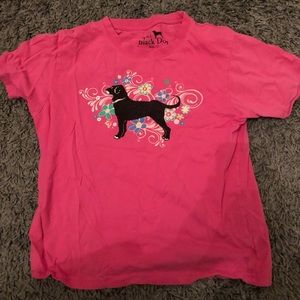 Girls Pink Black Dog T Shirt